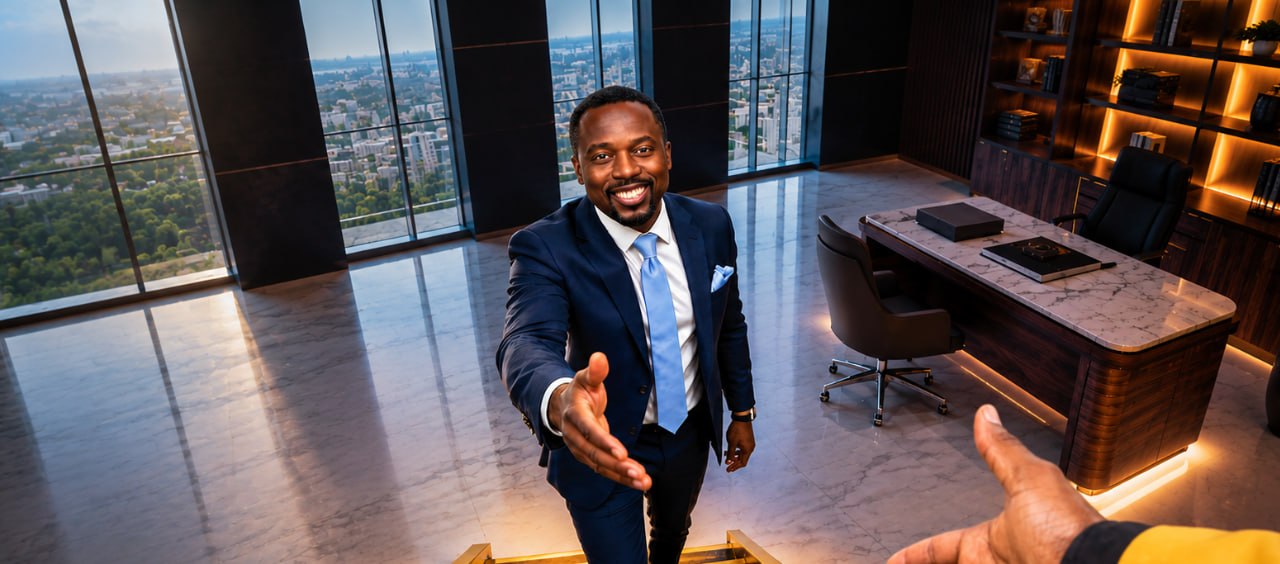 MTN Business executive handshake visual for PROMOTE 2026